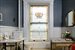 Bathroom with stained glass window