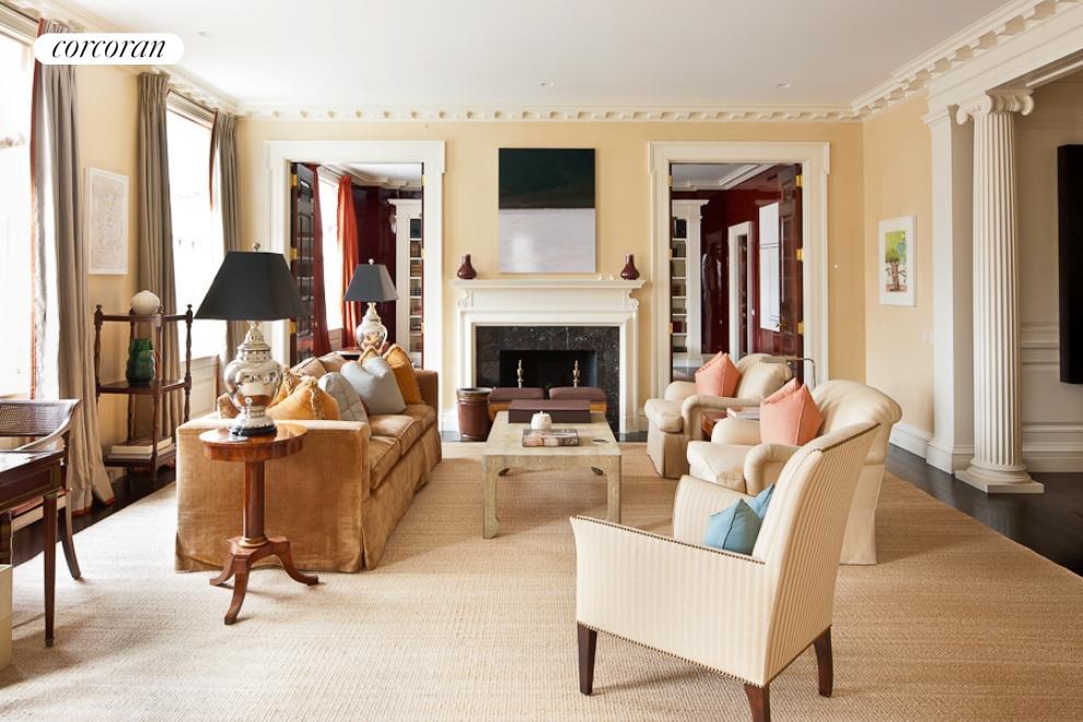 Gracious Living Room w/Wood-Burning Fireplace