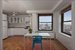 Butcher block counters and white laquer cabinets.
