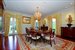 Formal dining room can host large dinner parties 
