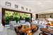Sliding doors lead to pool and garden
