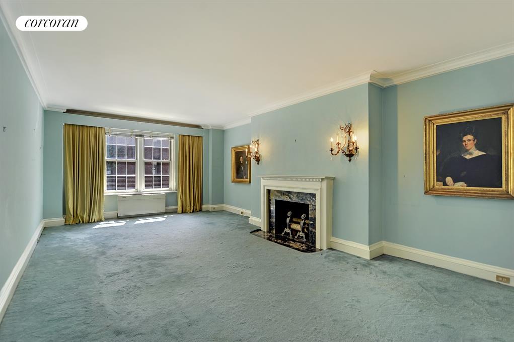 Living Room w/herringbone floors under carpeting