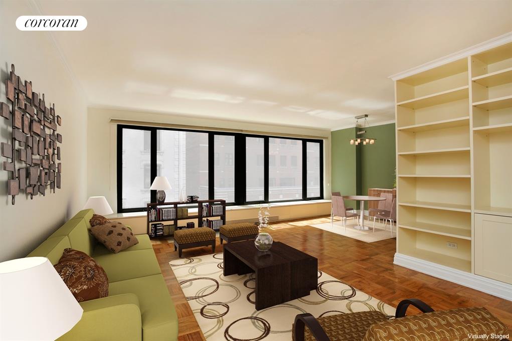 Living Room / Dining Room, South Exposure, MINT!