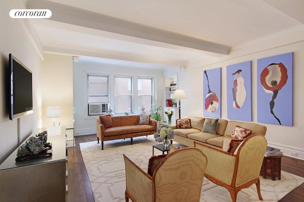 Spacious Living Room with beamed ceiling