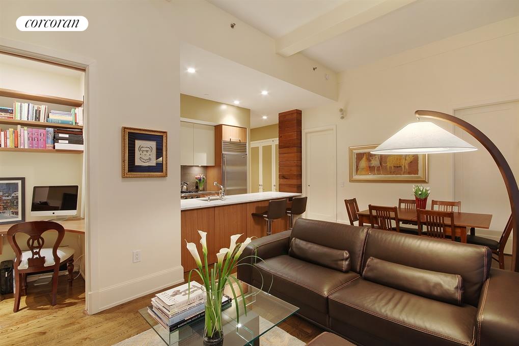 Living Room with Home Office and Dining Area
