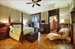 Rich wood-paneled wainscotting & dressing room