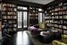 Library with French doors leading to terrace