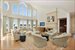 Living room with fantastic water views and firepla