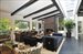 Living room with wood-burning fireplace